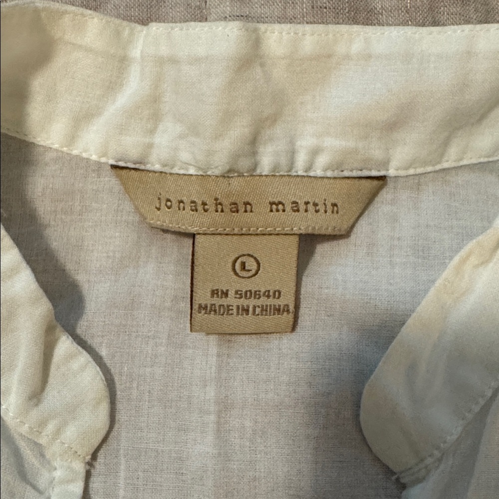 Vintage Jonathan Martin Cream Collared Shirt - Picture 2 of 5